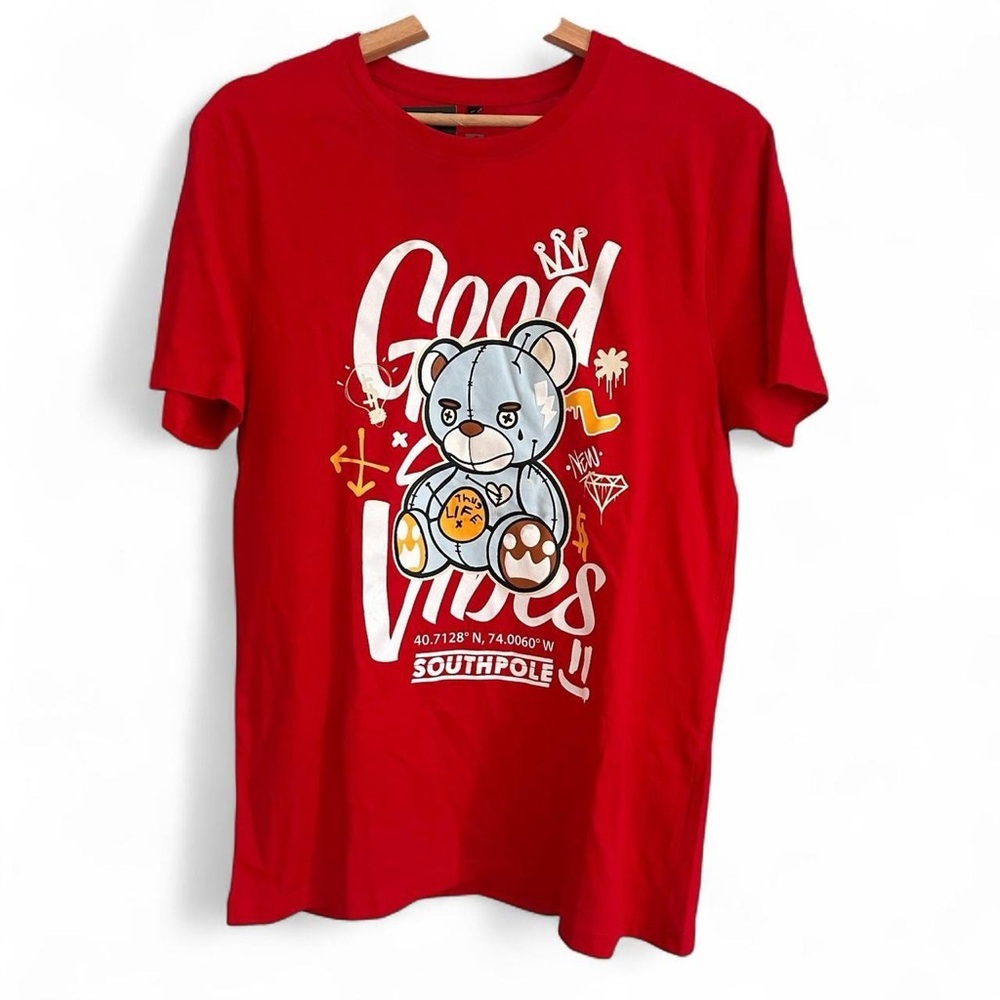 NWT Men’s Red Southpole Y2K graphic bear tee shirt medium